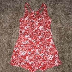 Orange floral romper